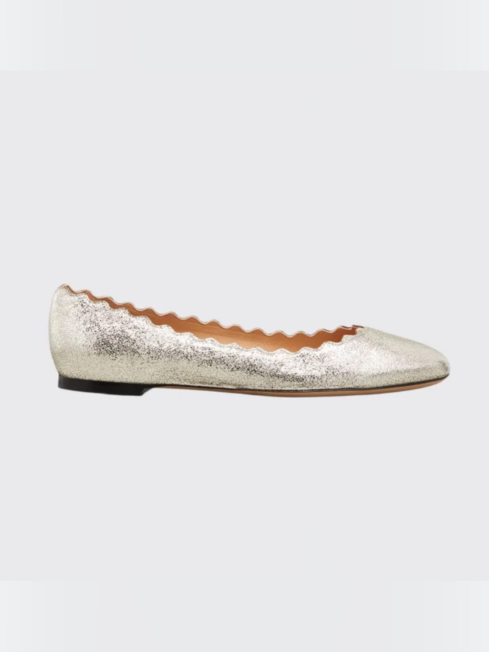 Chloe Lauren Scalloped Edge Women's Ballet Flats Metallic size 38.5